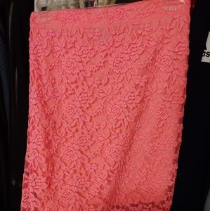 Hot pink lacepencil skirt